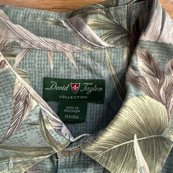 David Taylor Collection Hawaiian Print Shirt SZ XL Green Tropical - Picture 3 of 6
